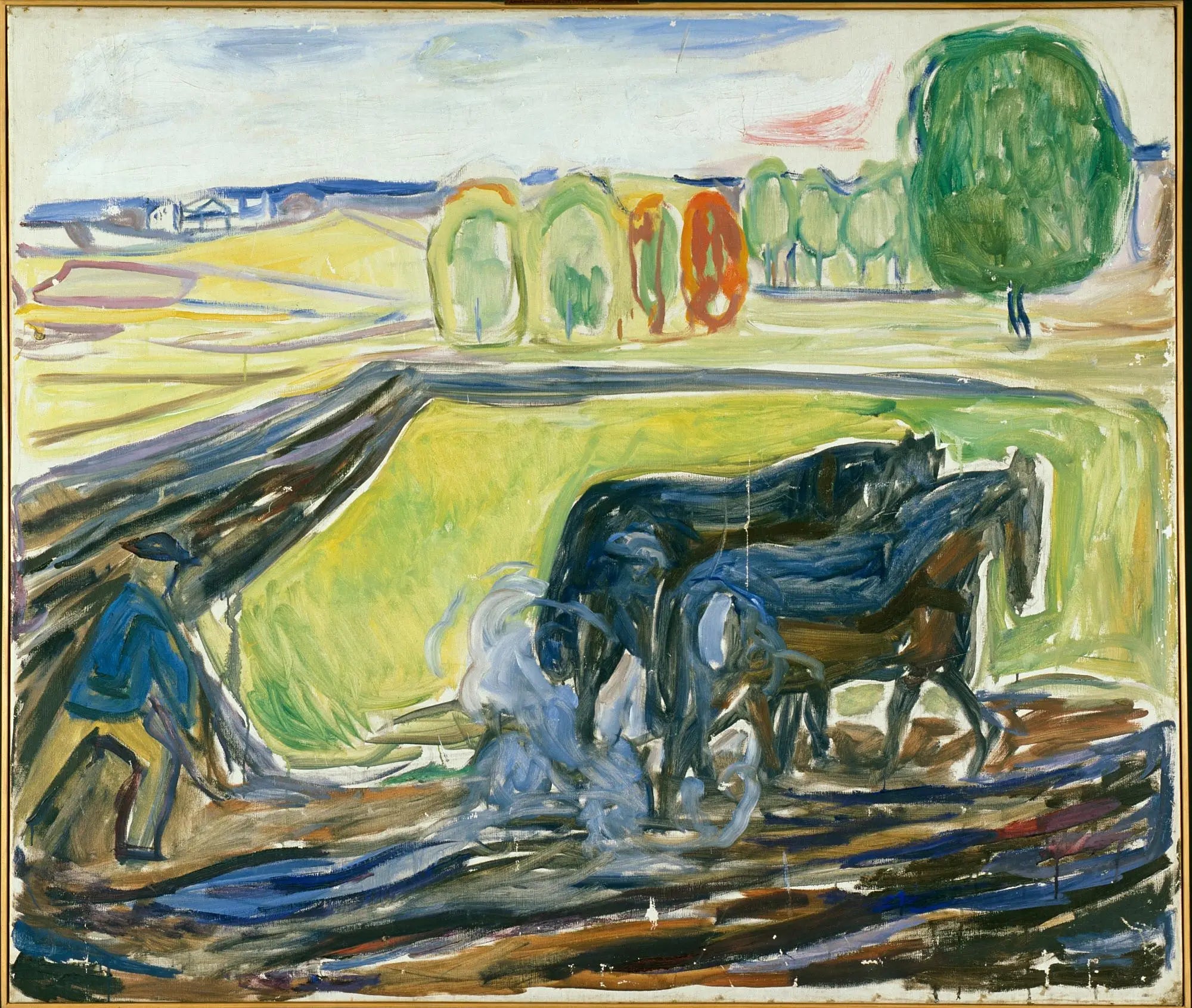 Deux Chevaux Noirs au labour - Edvard Munch image 1 reproduction réalisée par Alpha Reproduction