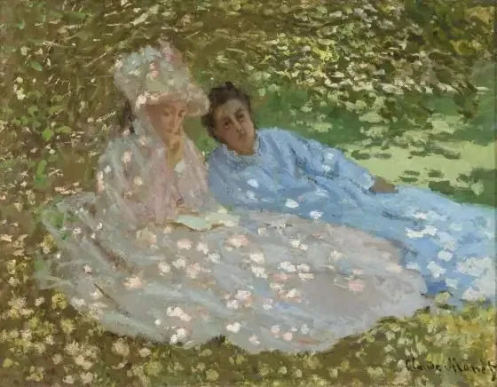 दो महिलाएं एक बगीचे में - Claude Monet