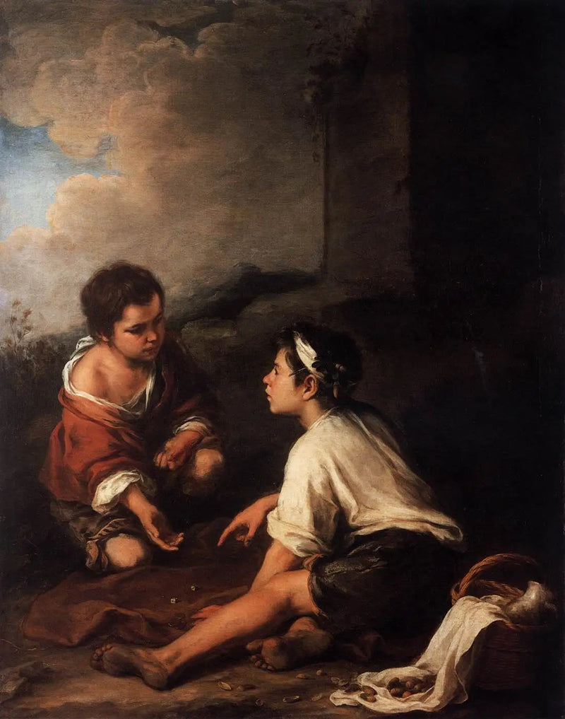 दो लड़के पासे खेल रहे हैं - बार्टोलोमे Esteban Murillo