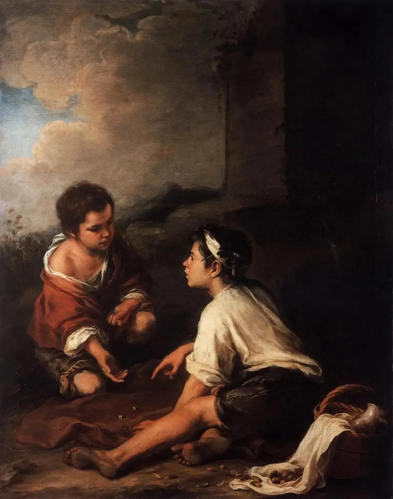 दो लड़के पासे खेल रहे हैं - बार्टोलोमे Esteban Murillo