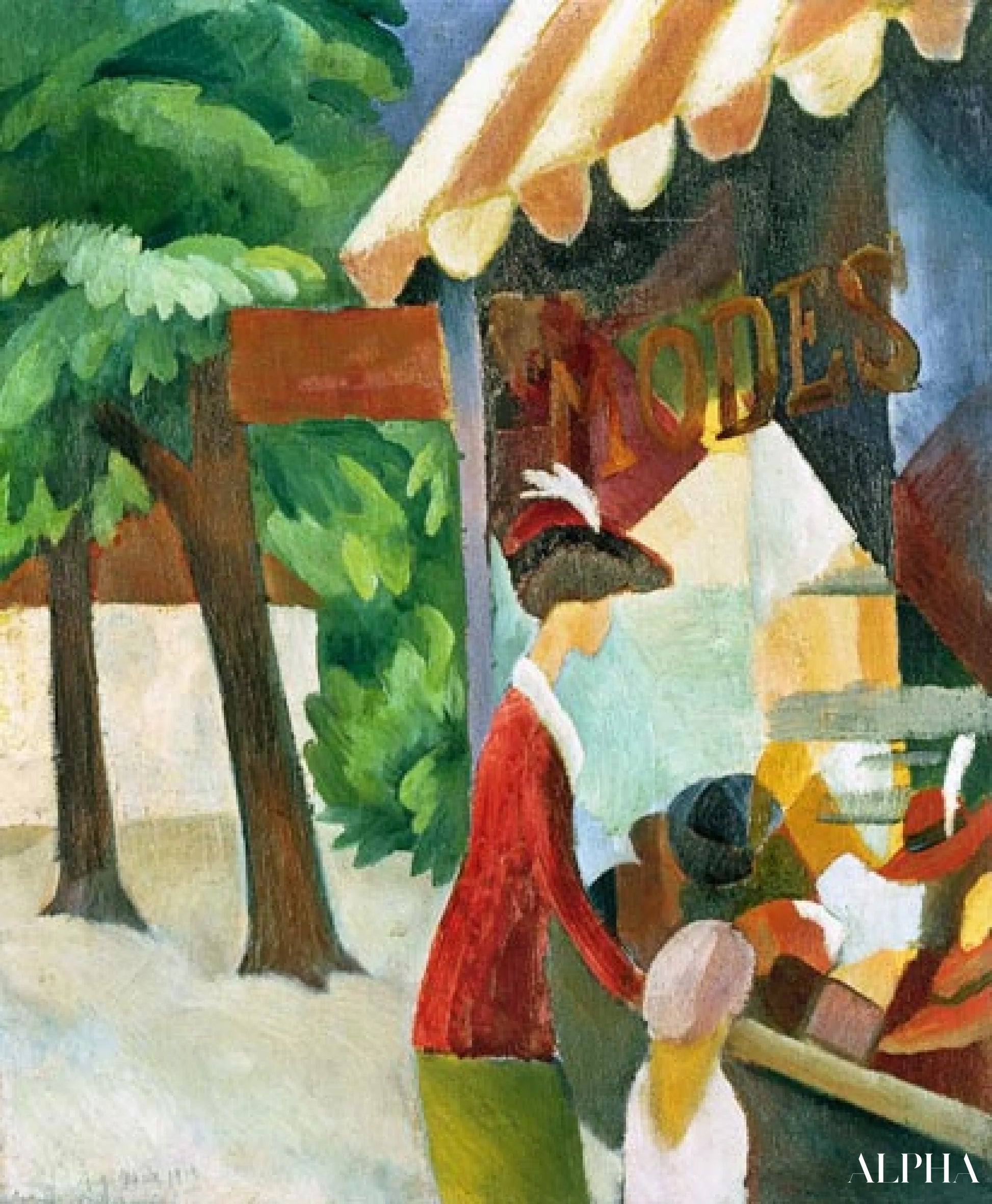 टोपी की दुकान के सामने - August Macke - उच्च गुणवत्ता वाली चित्रकला और पेंटिंग की प्रतियां