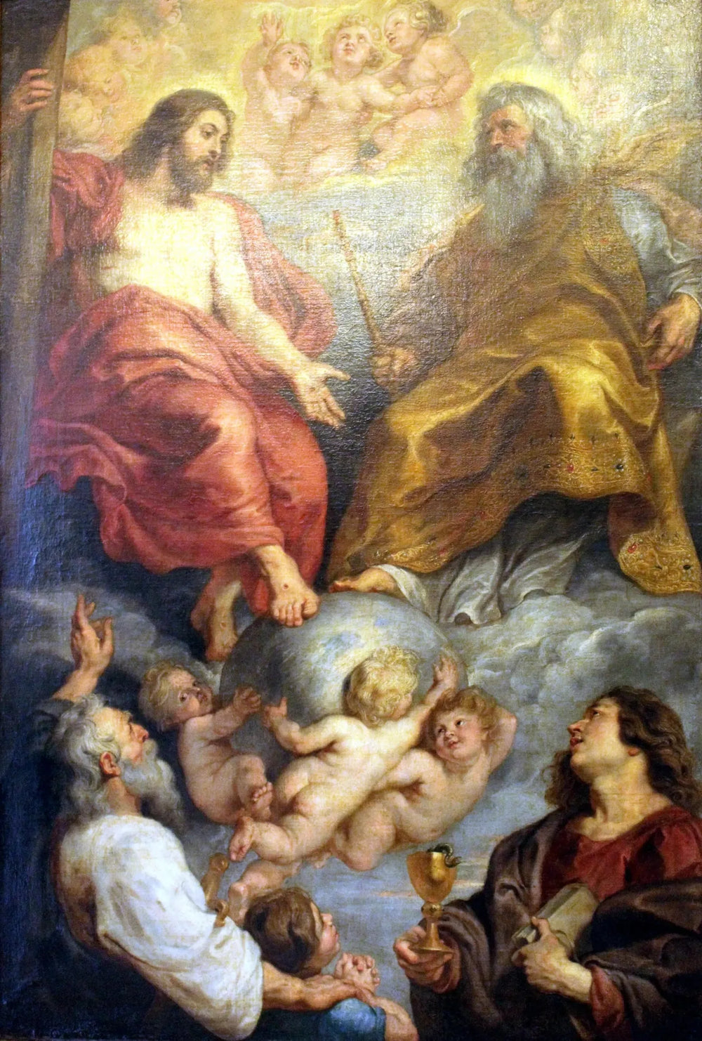 Dieu le Père et le Christ avec les saints Paul et Jean, 1616-1617 - Peter Paul Rubens image 1 copie peinte à la main à l’huile