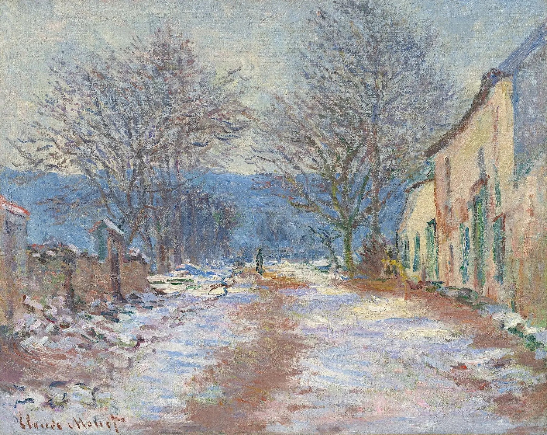 Effet de neige à Limetz - Claude Monet image 1 copie de tableau peinte à la main