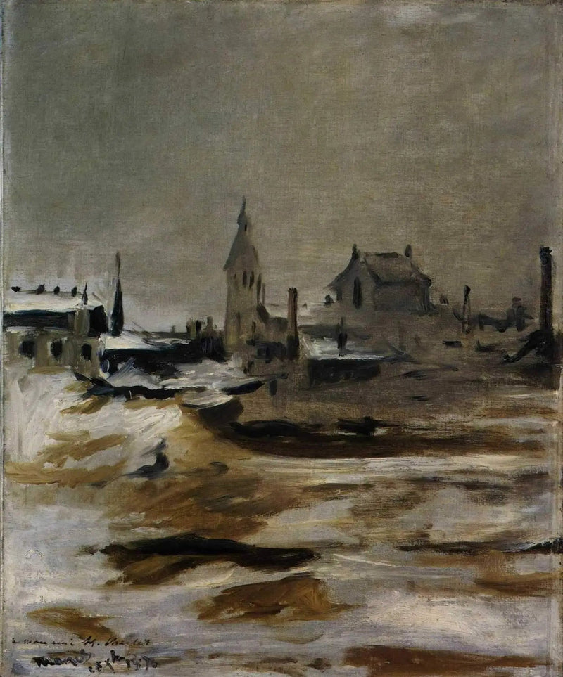 छोटे-मॉन्ट्रोज़ में बर्फ़ का प्रभाव - Édouard Manet