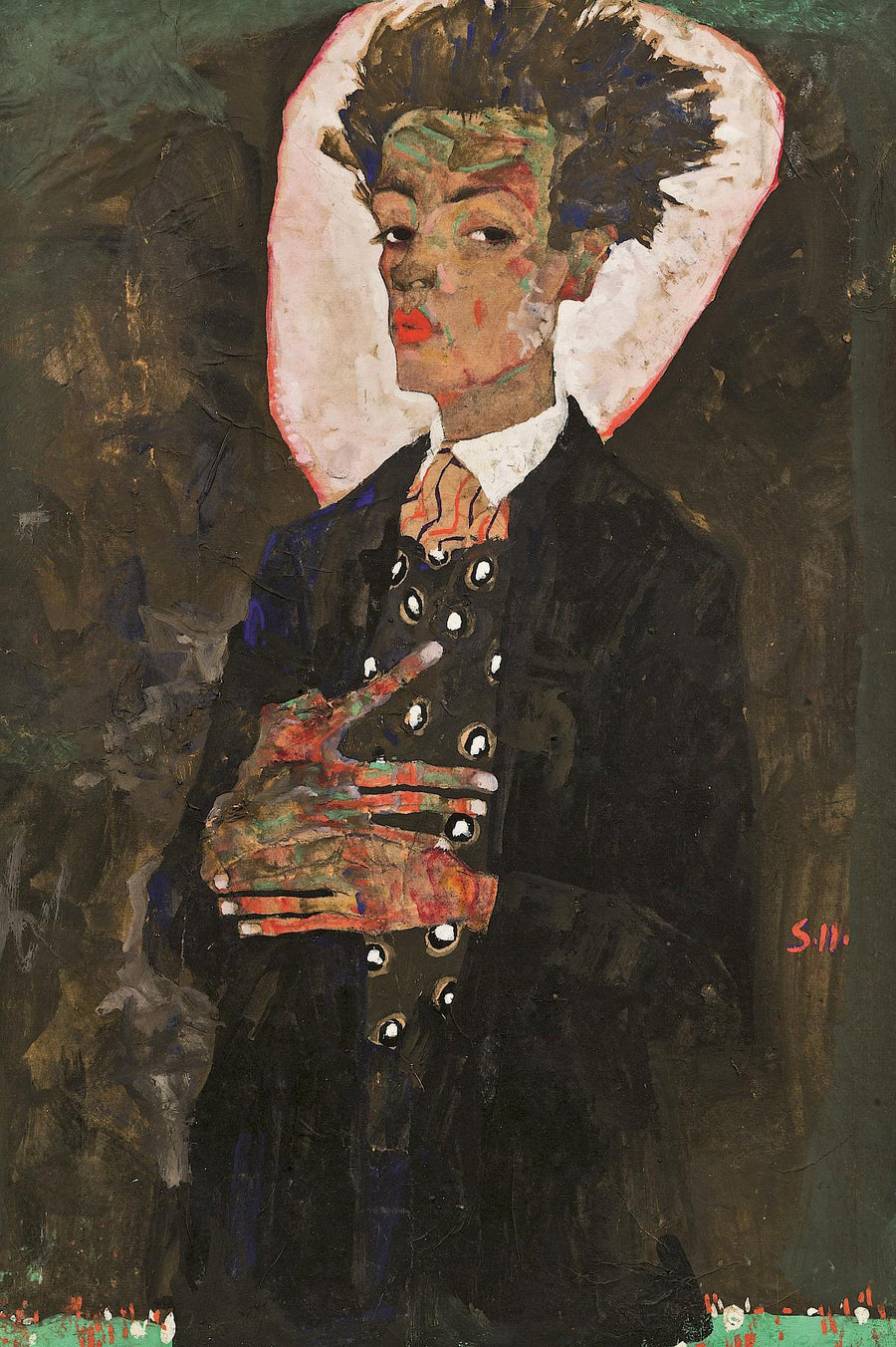 Autoportrait au gilet de paon (1911) - Egon Schiele