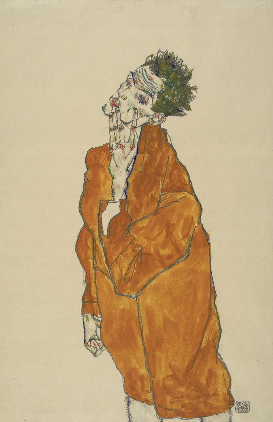 Autoportrait à la veste orange (1913) - Egon Schiele