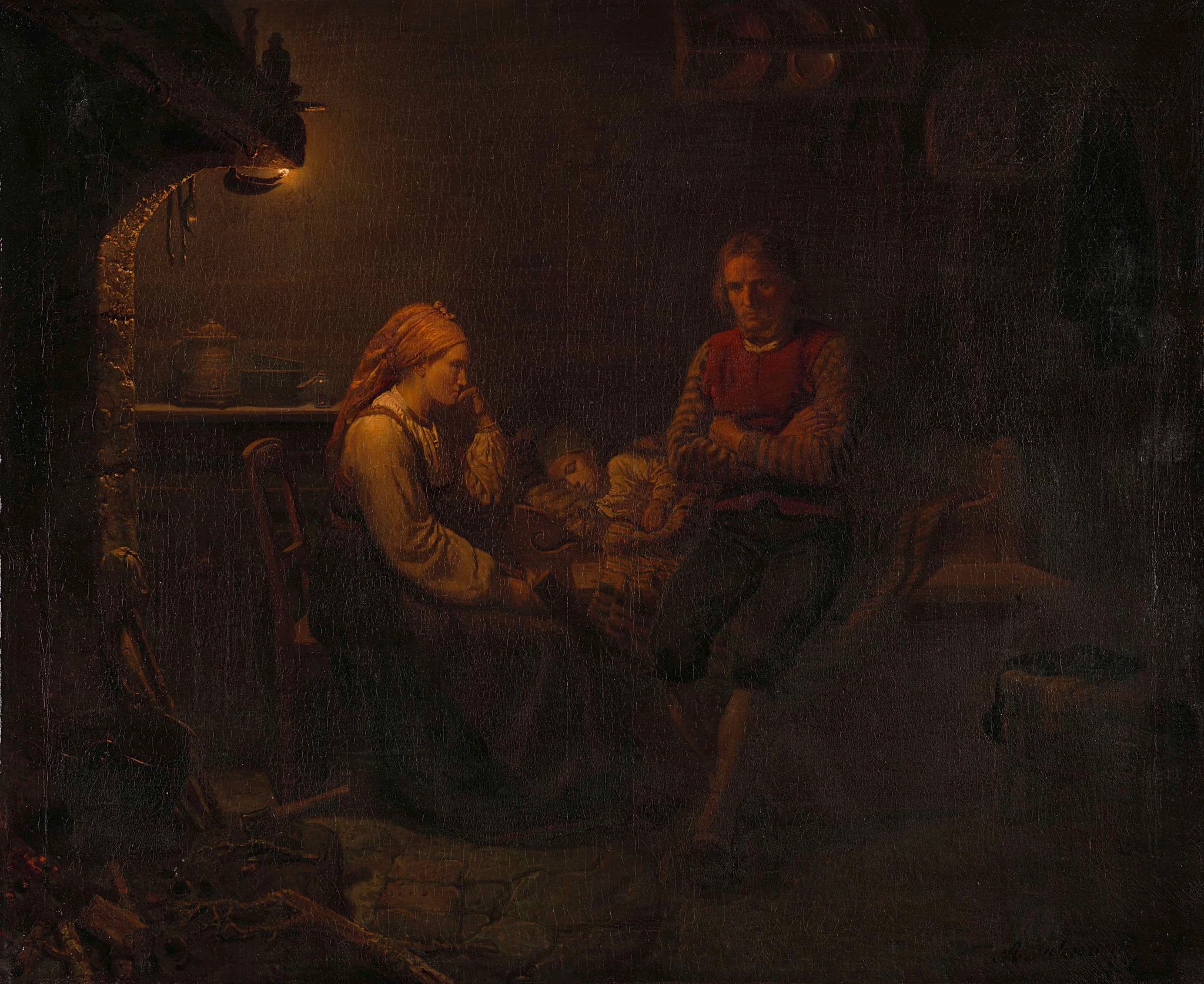 L'enfant malade - Adolph Tidemand