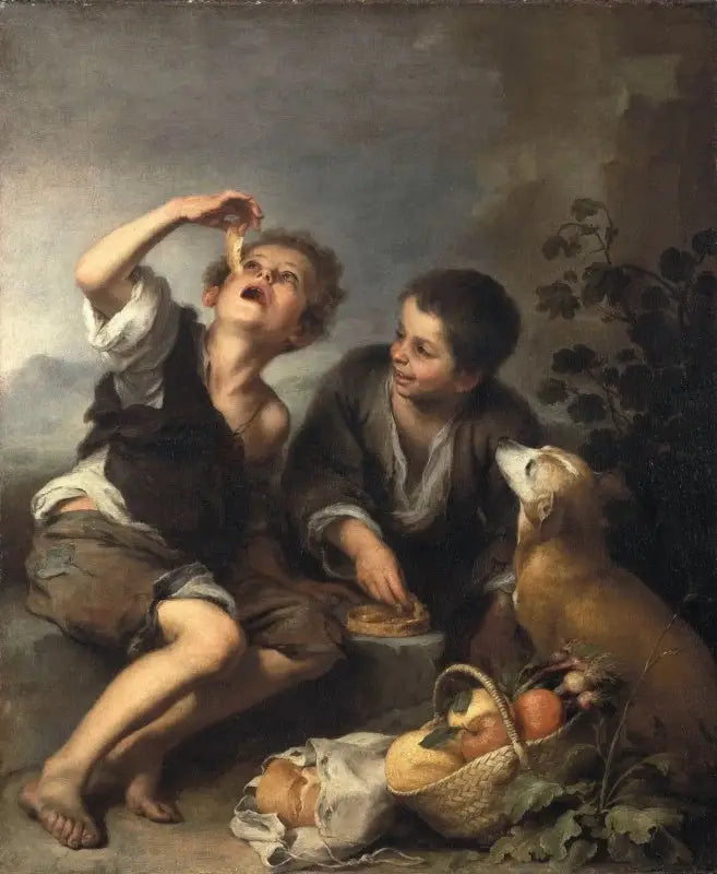बच्चे केक खा रहे हैं - बार्टोलोमे़ Esteban Murillo