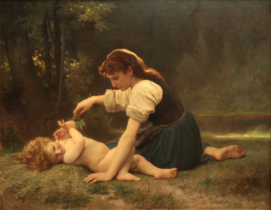 Éventail naturel, jeune fille et enfant (1881) - Bouguereau