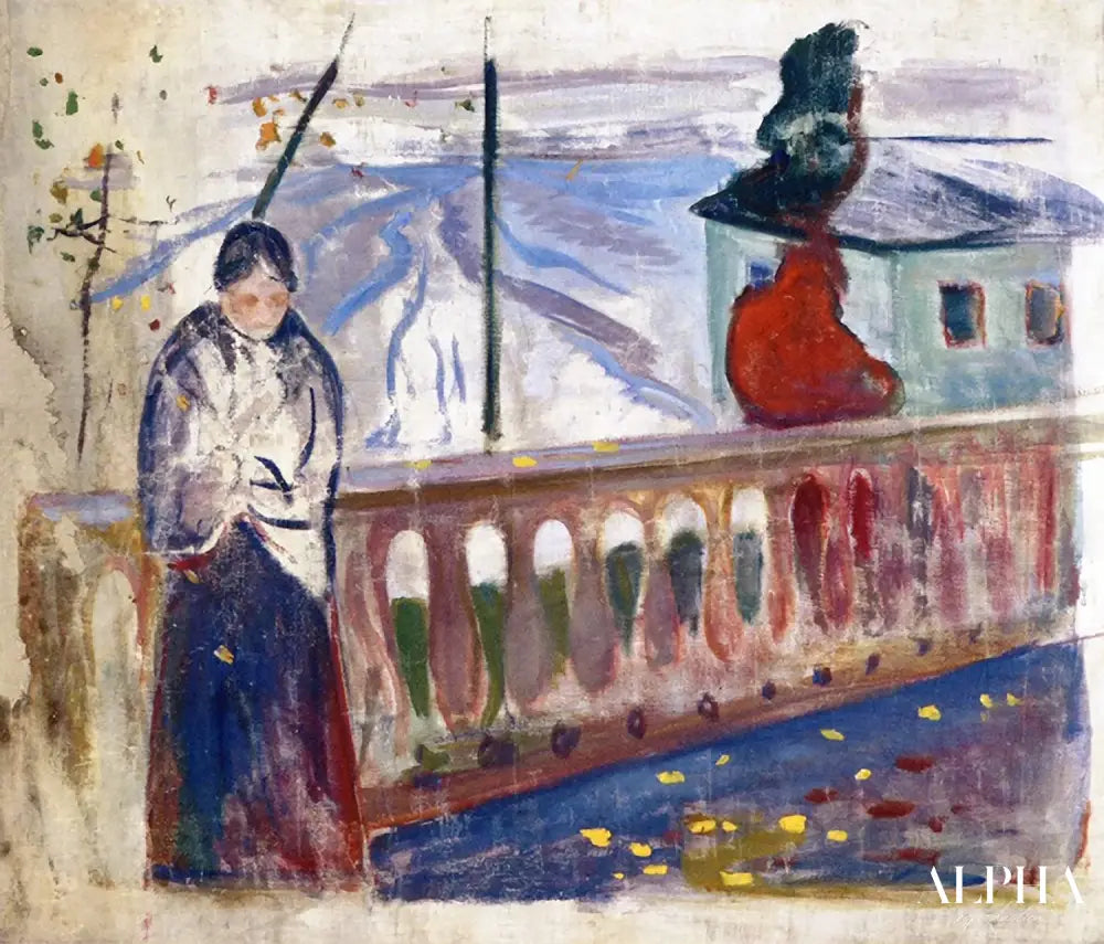 Femme à la balustrade - Edvard Munch - Reproductions de tableaux et peintures haut de gamme