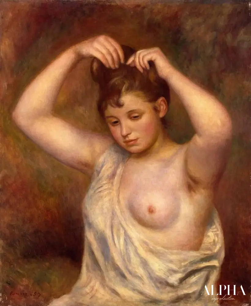 Femme arrangeant ses cheveux - Pierre-Auguste Renoir - Reproductions de tableaux et peintures haut de gamme