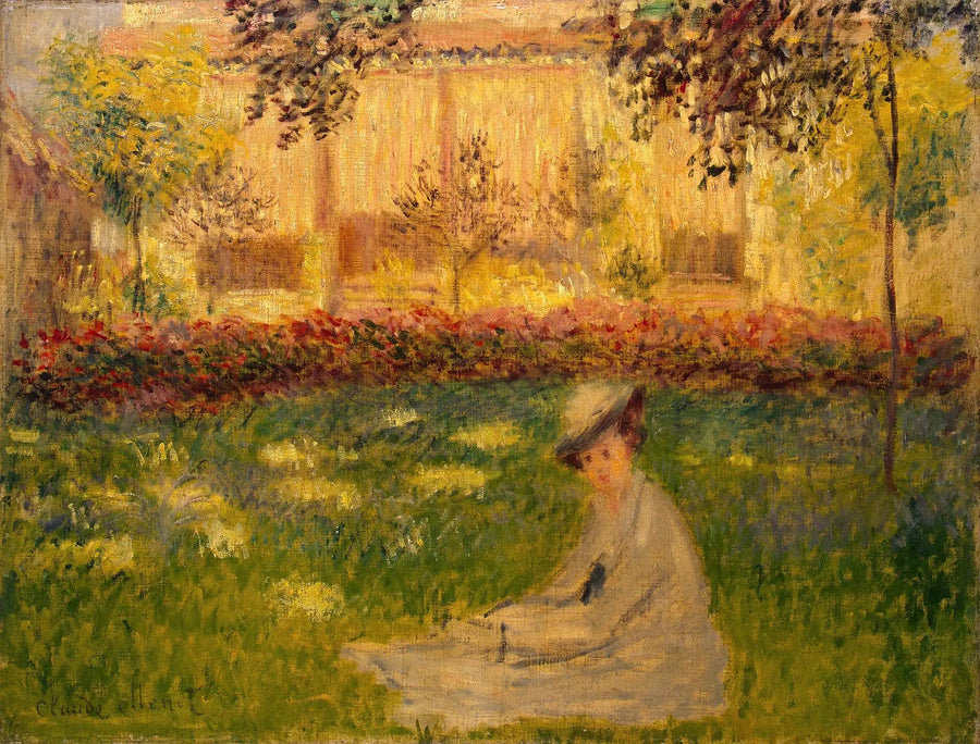 बगीचे में बैठी महिला - Claude Monet