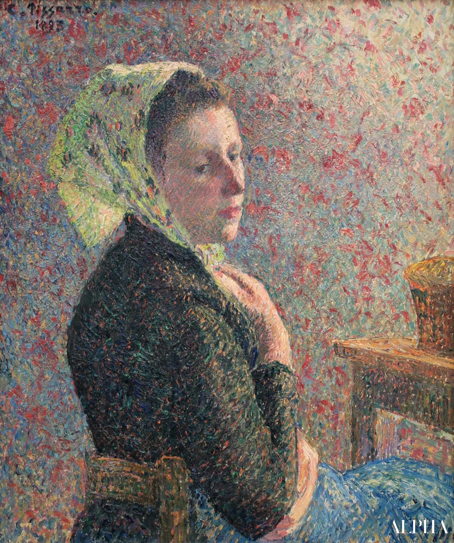 Femme au fichu vert - Camille Pissarro - Reproductions de tableaux et peintures haut de gamme