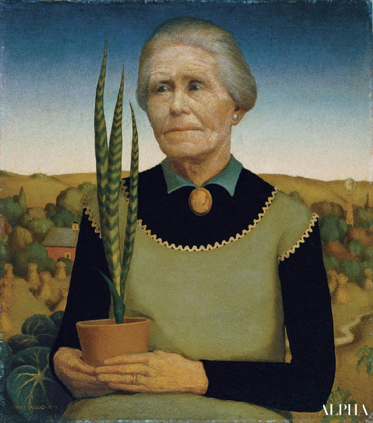 Femme avec des plantes - Grant Wood - Reproductions de tableaux et peintures haut de gamme