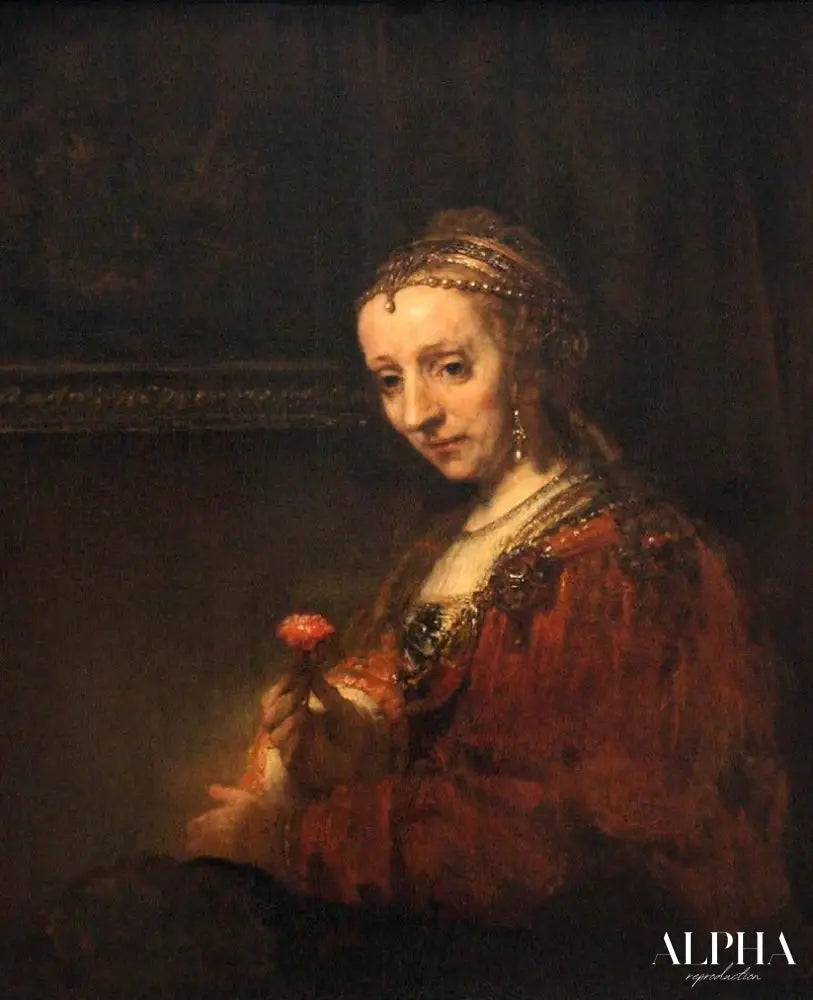 Femme avec l'oeillet - Rembrandt van Rijn - Reproductions de tableaux et peintures haut de gamme