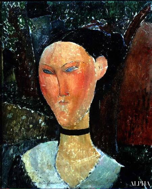 Femme avec un tour de cou en velours - Amadeo Modigliani - Reproductions de tableaux et peintures haut de gamme