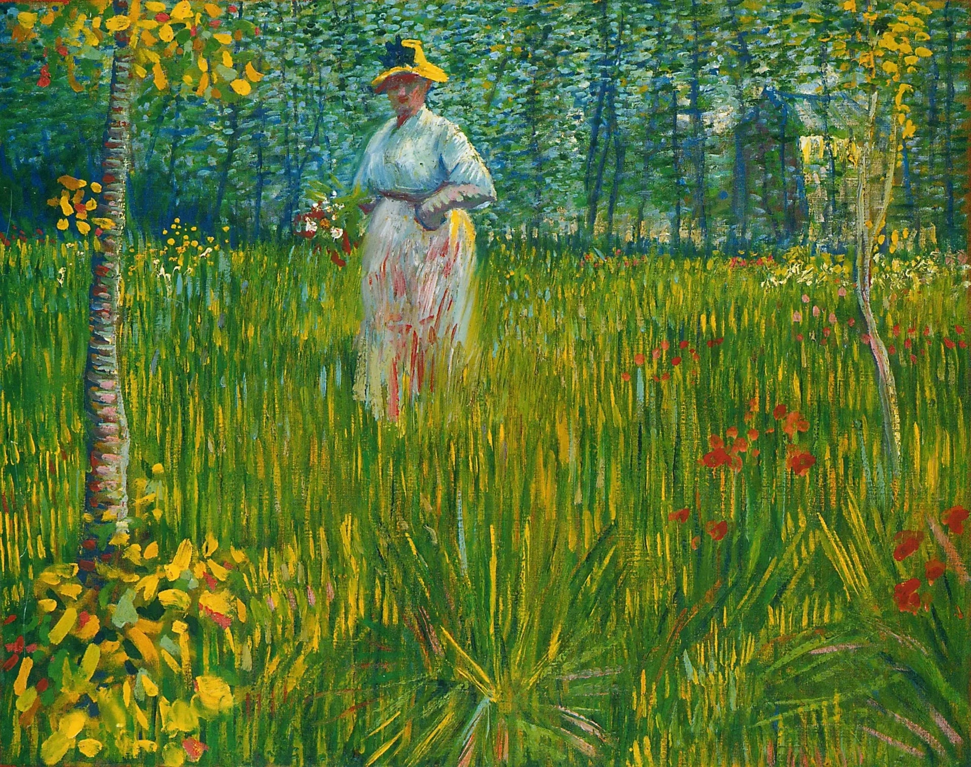 Femme dans un jardin - Vincent van Gogh image 1 copie de tableau peinte à la main