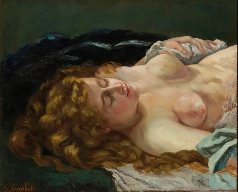 लाल बालों वाली सोती हुई महिला - Gustave Courbet