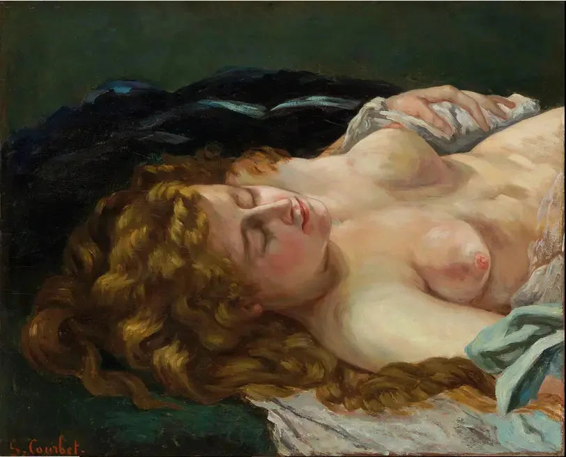 लाल बालों वाली सोती हुई महिला - Gustave Courbet