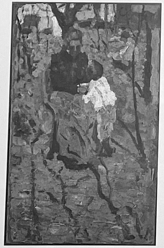 महिला और बच्ची (सामना) / गिरजाघर के साथ एक परिदृश्य का स्केच (पीछे) - कज़िमिर मेलाविच