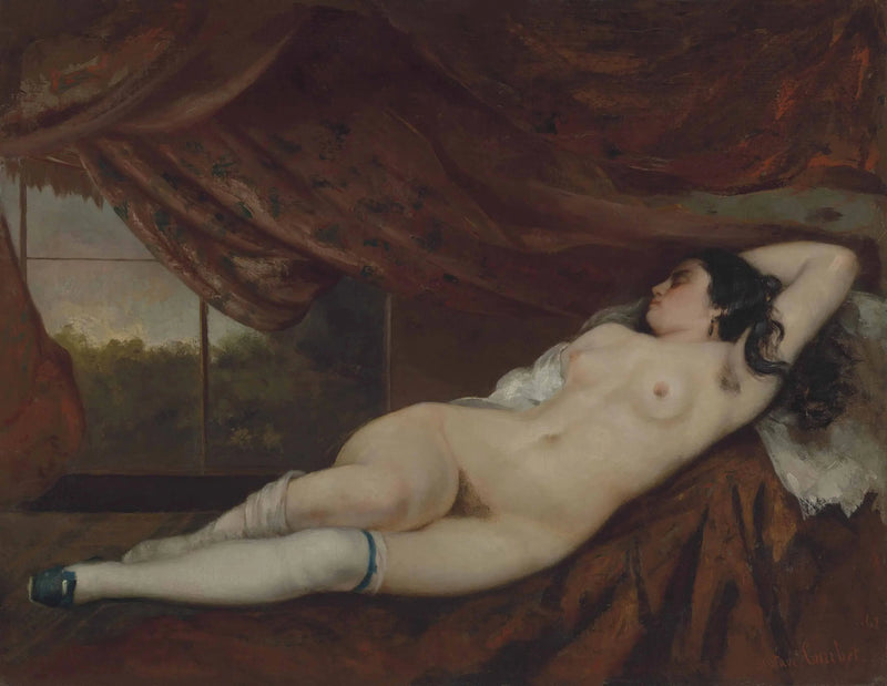 नग्न महिला लेटी हुई - Gustave Courbet