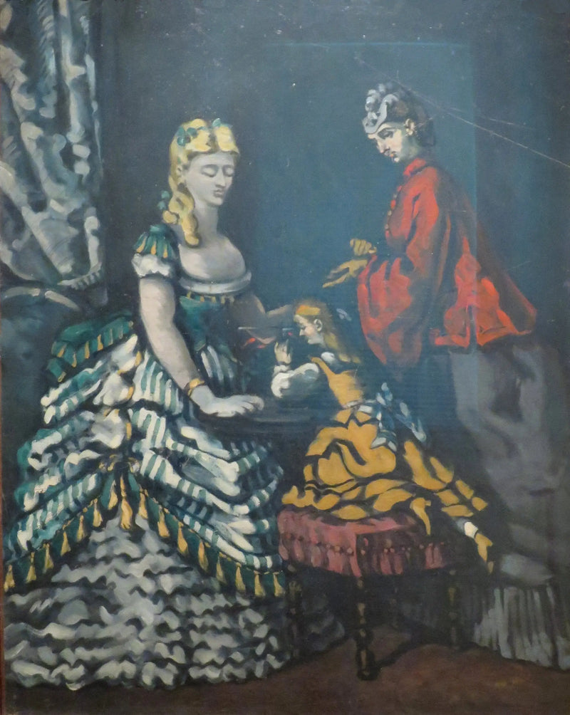 महिलाएं और एक छोटी लड़की एक अंदरूनी स्थान में - पॉल सेज़ान