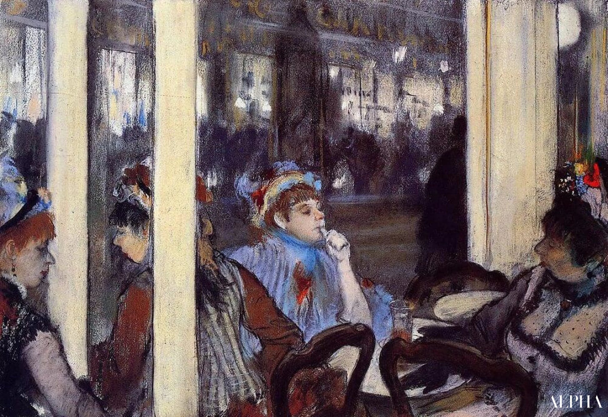 कैफे की छत पर महिलाएं - Edgar Degas - उच्च गुणवत्ता वाली चित्रकला और पेंटिंग की प्रतियां