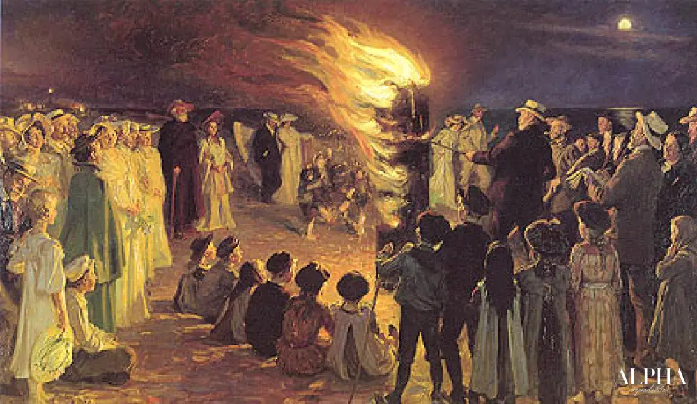 Feu de joie de la St-Jean sur la plage de Skagen - Peder Severin Kroyer - Reproductions de tableaux et peintures haut de gamme