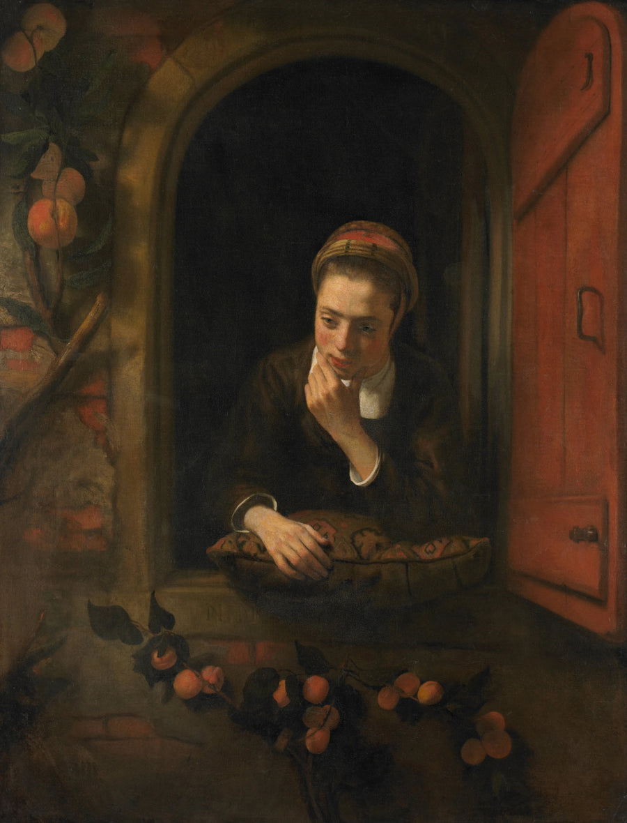 Fille à la fenêtre, connue sous le nom de « La Pensive » - Nicolas Maes