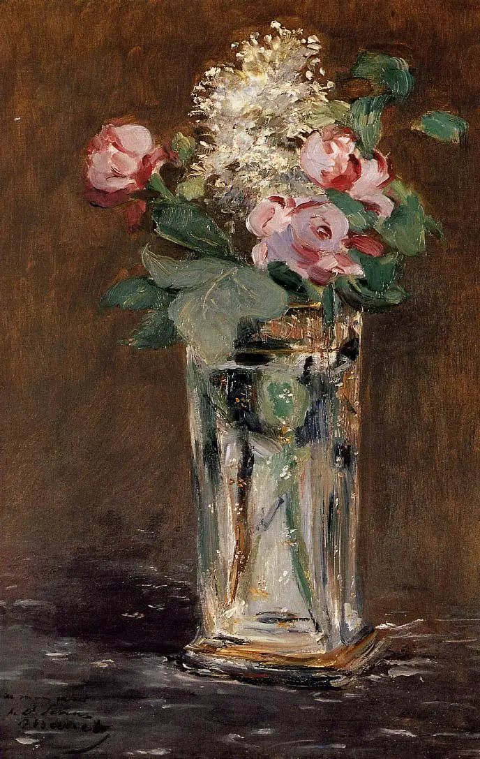 क्रिस्टल के फूलदान में फूल - Édouard Manet