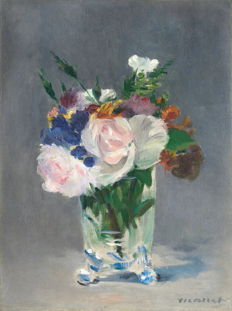 क्रिस्टल के फूलदान में फूल - Édouard Manet