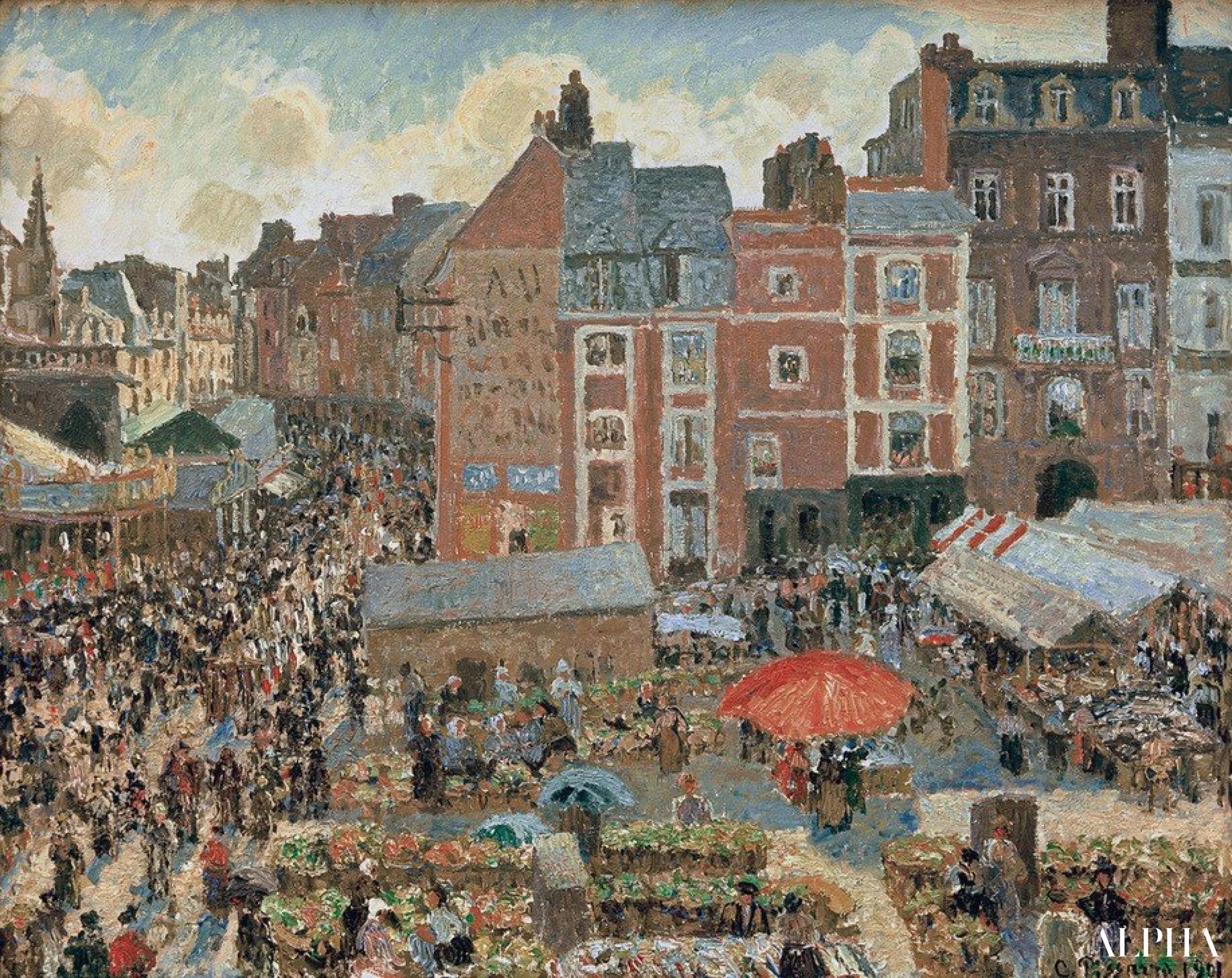 Foire à Dieppe, Le soleil, Après-midi - Camille Pissarro - Reproductions de tableaux et peintures haut de gamme