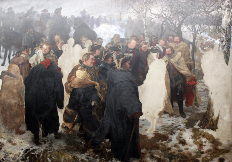 फ्रेडरिक महान अपने जनरलों से लेउथेन की लड़ाई से पहले 1757 में बात कर रहे हैं - एडोल्फ वॉन मेन्ज़ेल