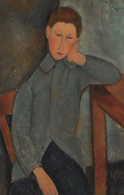 Reproduction du tableau « Garçon à la veste bleue - Amedeo Modigliani » par Alpha Reproduction en peinture à l’huile