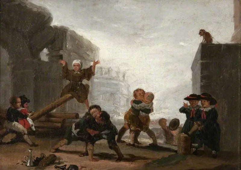 Garçons jouant à la balançoire - Francisco de Goya image 1 reproduction artisanale de tableau