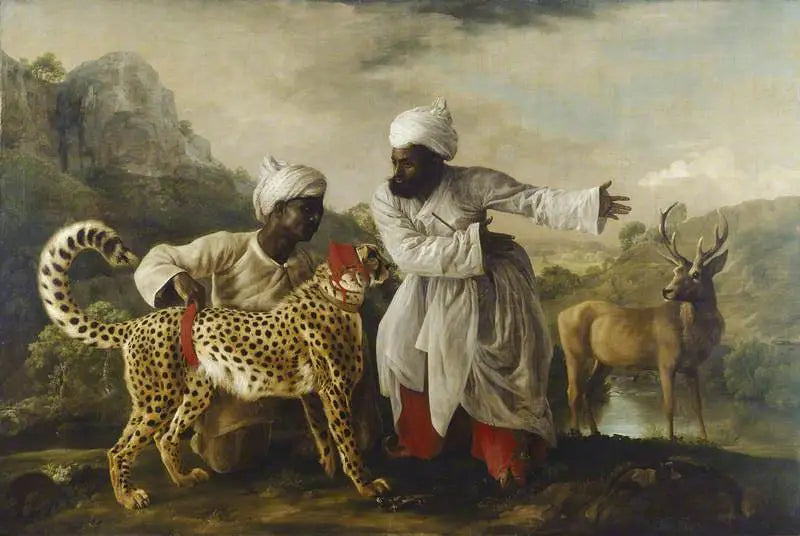 जिराफ़ और हिरण दो भारतीयों के साथ - जॉर्ज स्टब्स