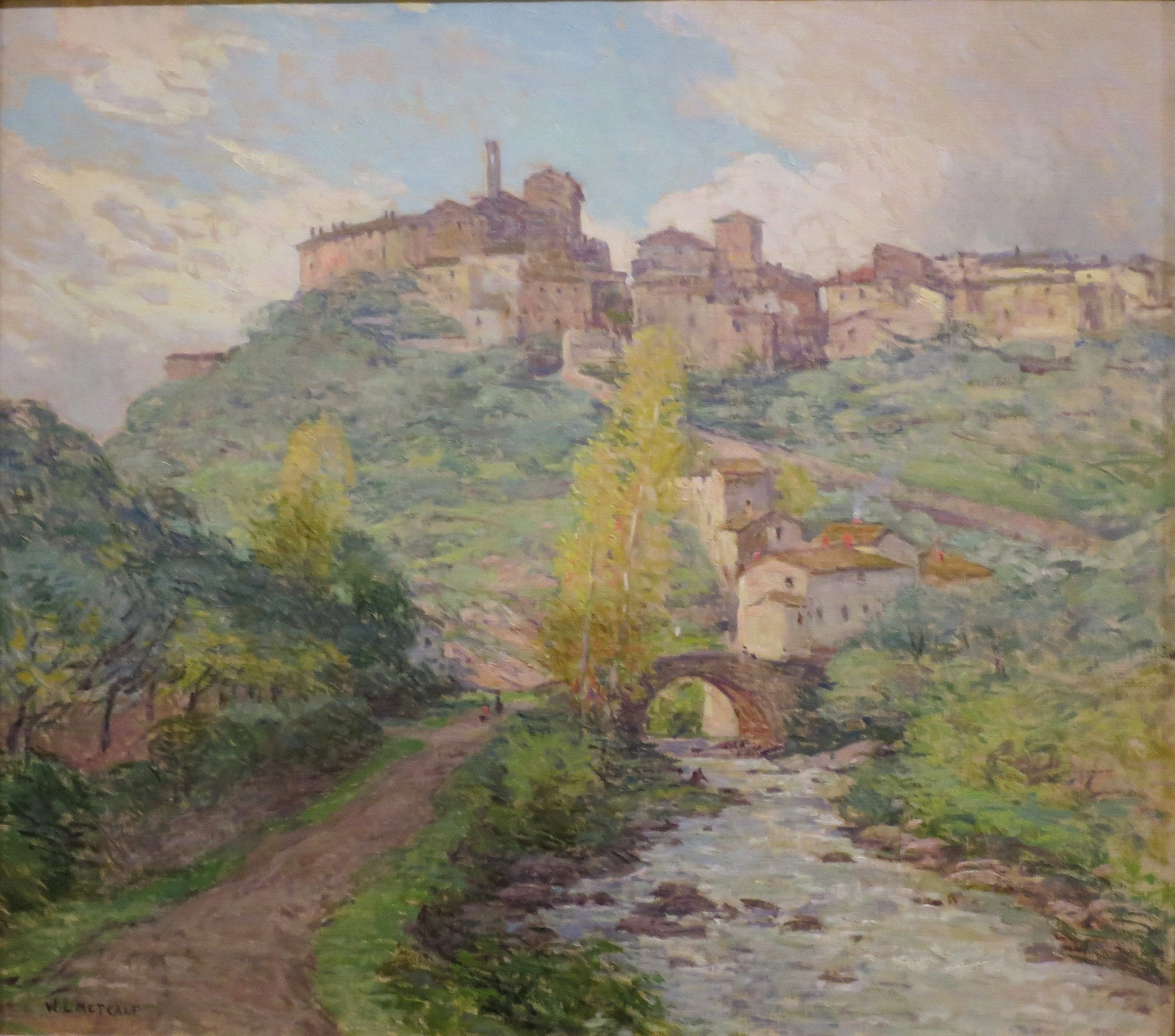 Habitations à flanc de colline, Pelago, Italie - Willard Metcalf image 1 tableau peint à l’huile sur toile