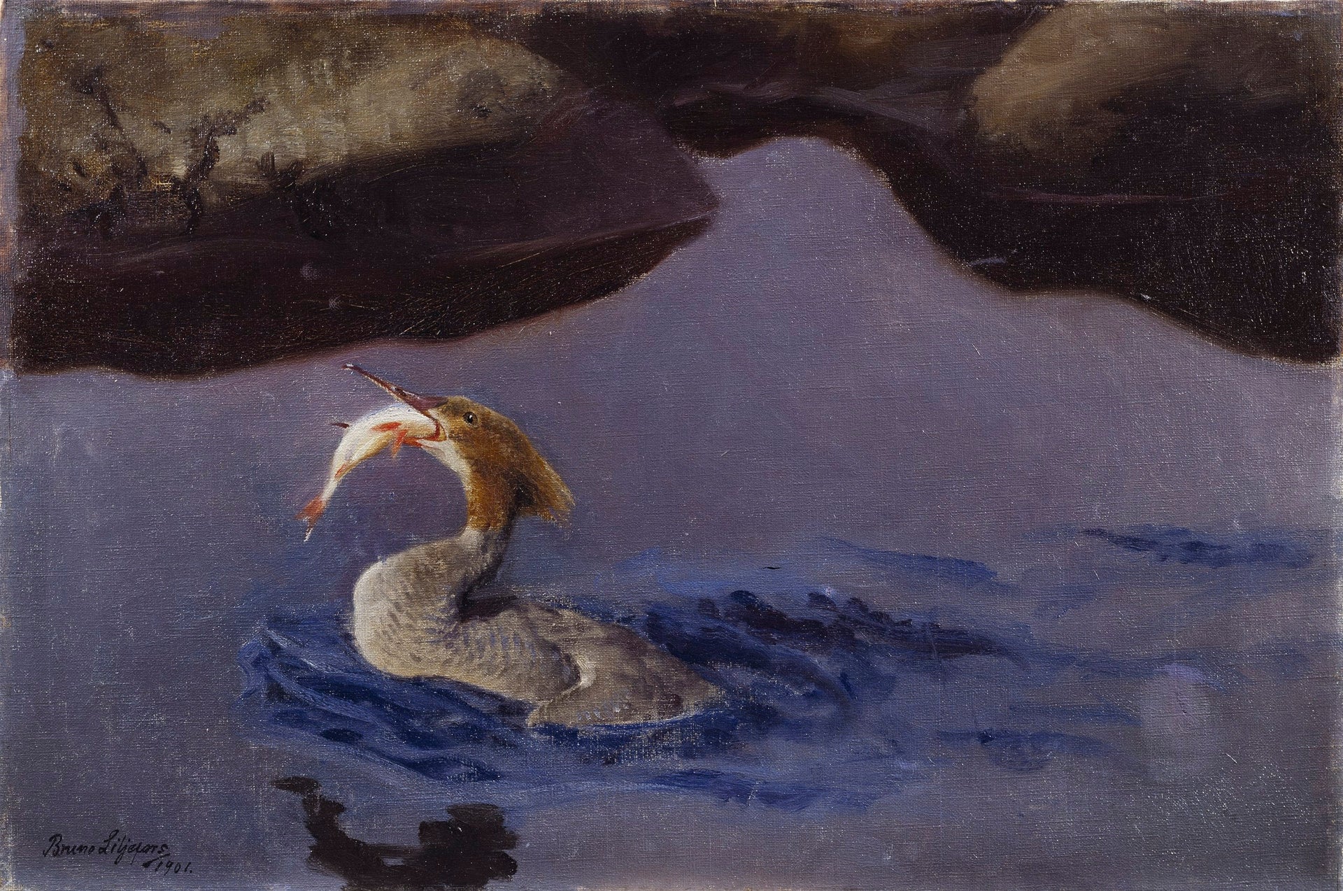 Harle femelle - Bruno Liljefors image 1 copie peinte à la main à l’huile