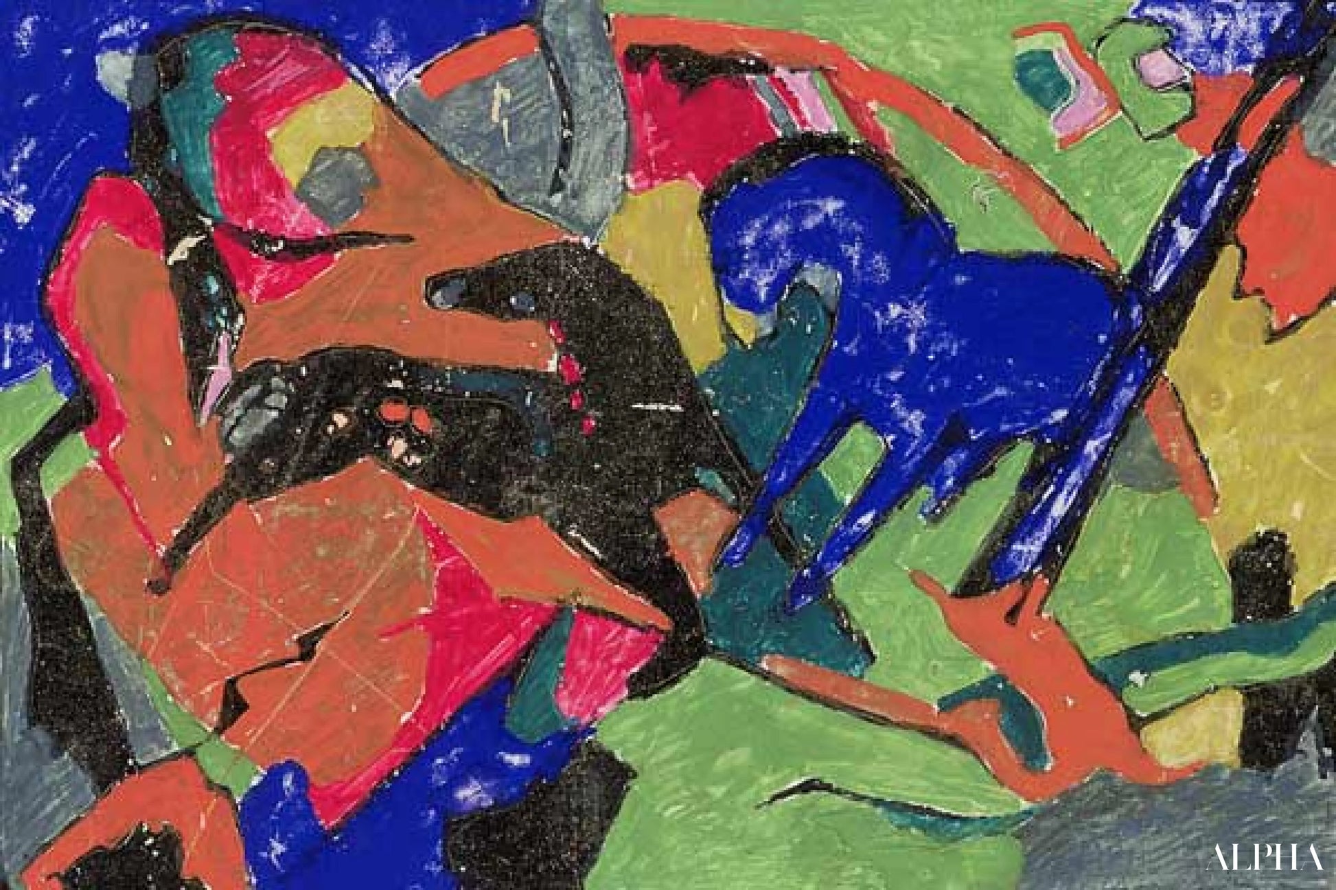 घोड़ों का लगाम - Franz Marc - उच्च गुणवत्ता वाली चित्रकला और पेंटिंग की प्रतियां