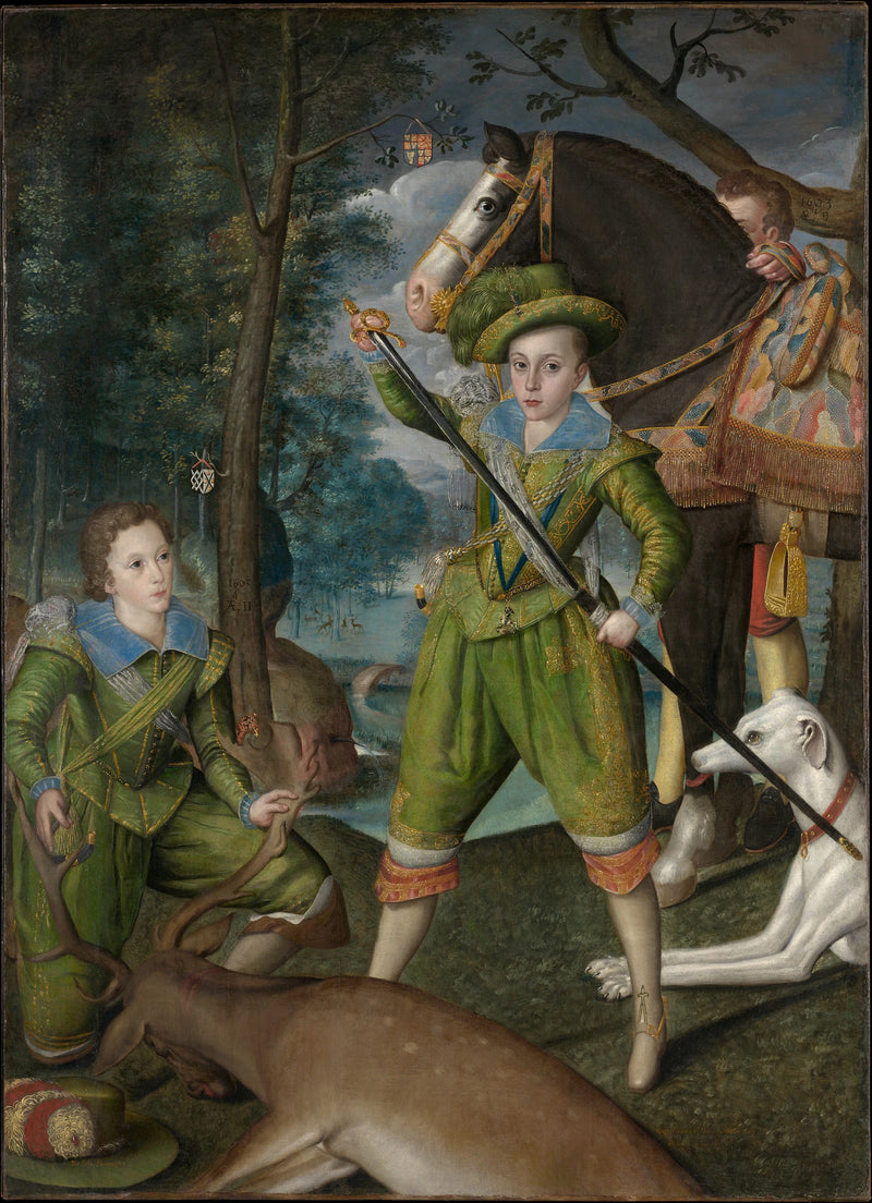 Henri Frédéric (1594-1612), prince de Galles, avec sir John Harington (1592-1614), à la chasse - Robert Peake the Elder