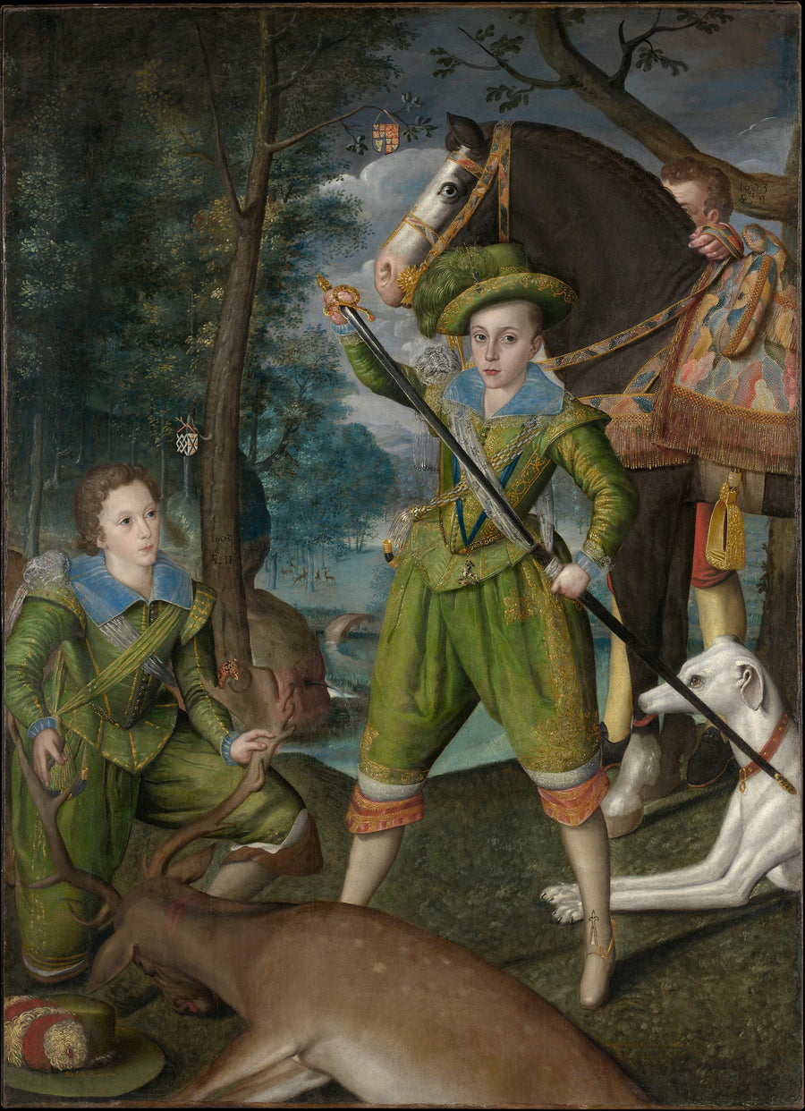Henri Frédéric (1594-1612), prince de Galles, avec sir John Harington (1592-1614), à la chasse - Robert Peake the Elder