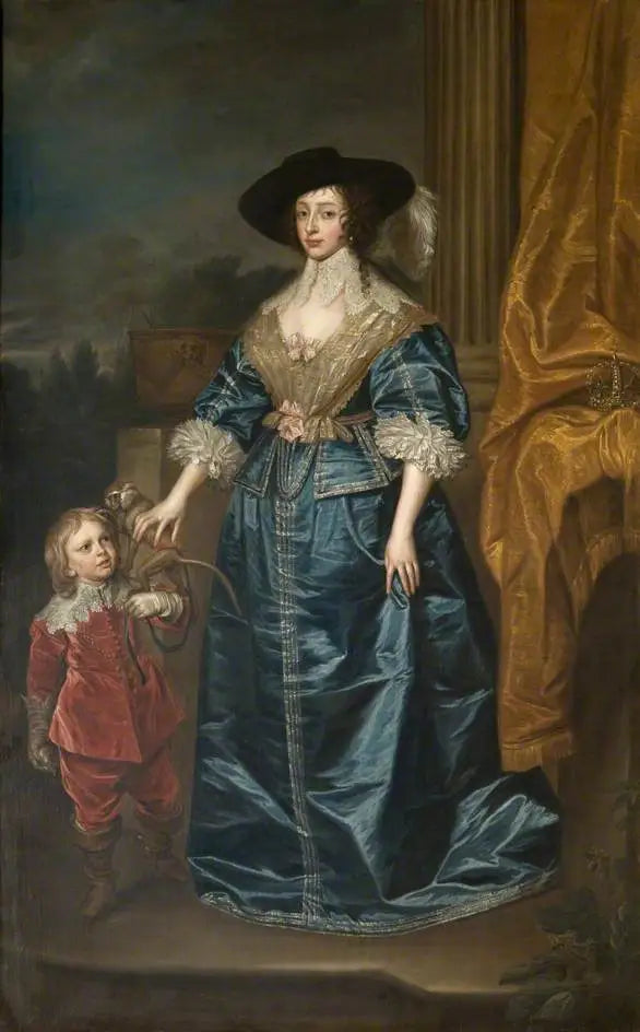 हेनरीएटा मारिया (1609–1669), के साथ नन्हे, गियोफ्रे हडसन - Antoine van Dyck