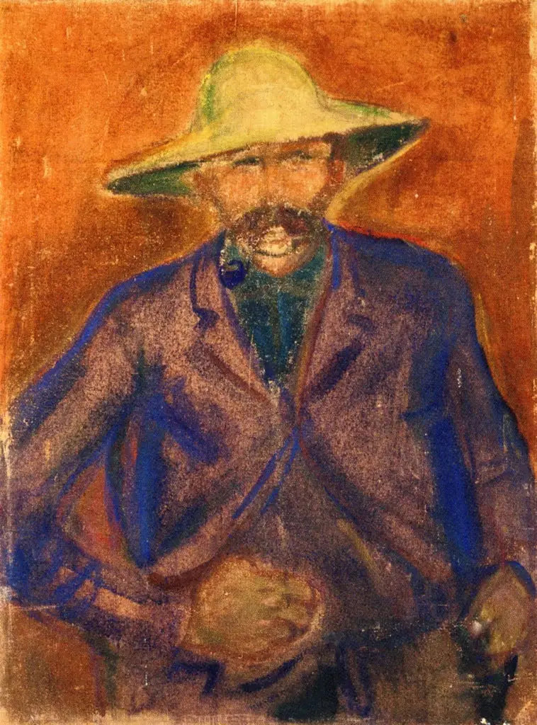 Homme au chapeau de paille - Edvard Munch image 1 copie peinte à la main à l’huile