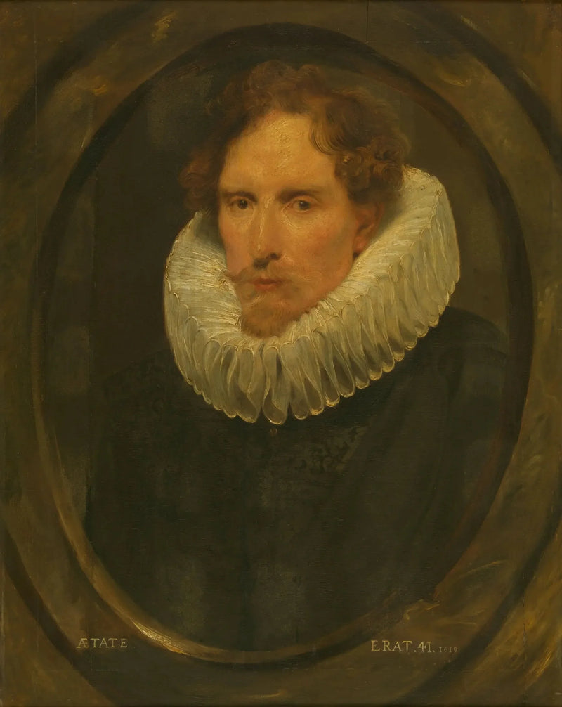 अंडाकार फ्रेम में पुरुष - Antoine van Dyck
