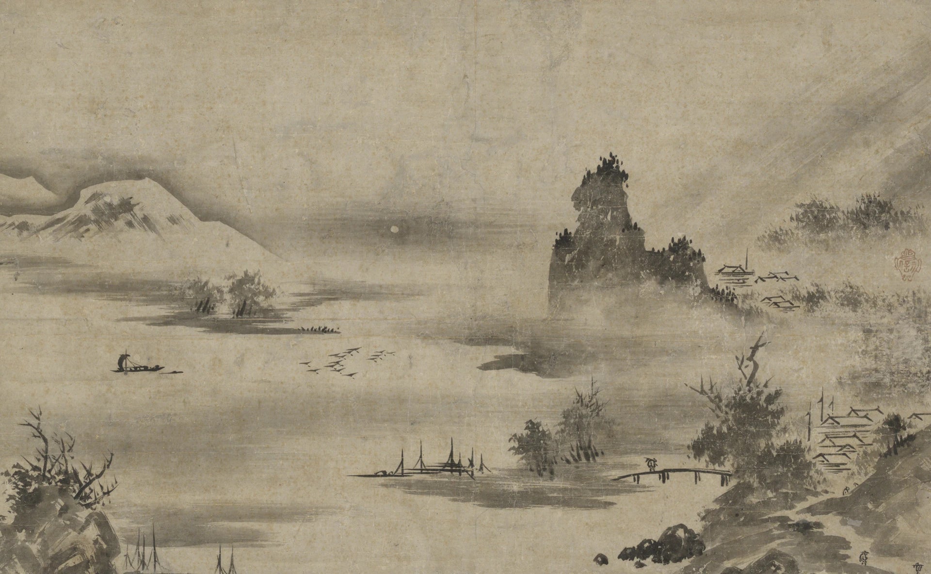 Huit vues des rivières Xiao et Xiang, Kanō Motonobu