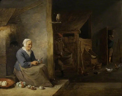 Intérieur avec une vieille femme épluchant des pommes - David Teniers le Jeune - Alpha Reproduction