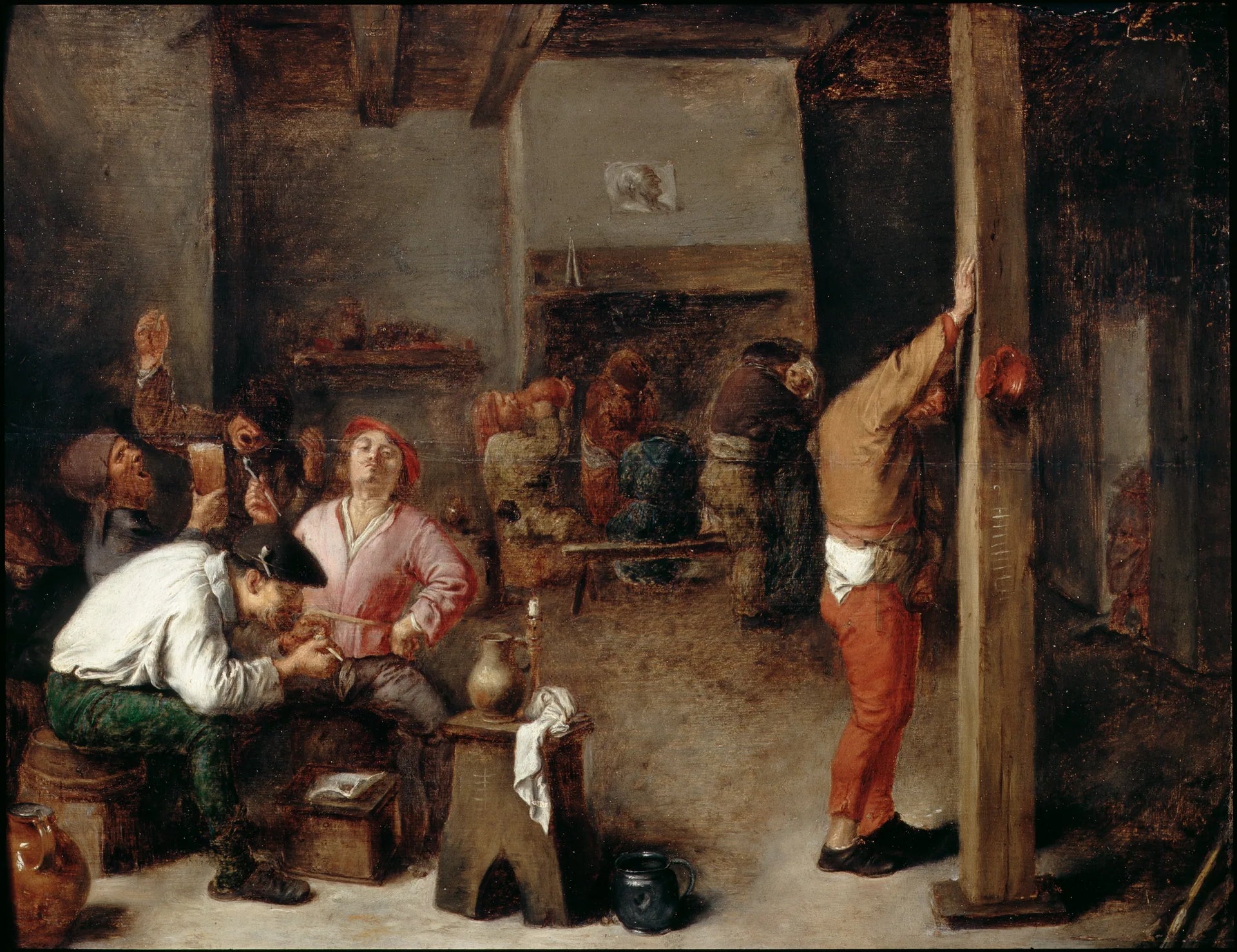 Intérieur d'une taverne - Adriaen Brouwer image 1 copie peinte à la main à l’huile