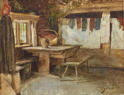 Intérieur d’un chalet à Mora - Anders Zorn - Alpha Reproduction