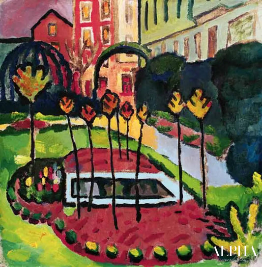 Jardin avec bassin - August Macke - Reproductions de tableaux et peintures haut de gamme