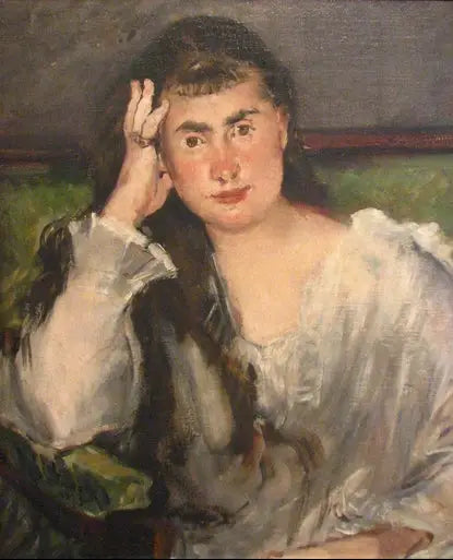 युवा महिला जो कोहनी पर झुकी है (मार्गरिट डे कॉन्फ्लां) - Édouard Manet